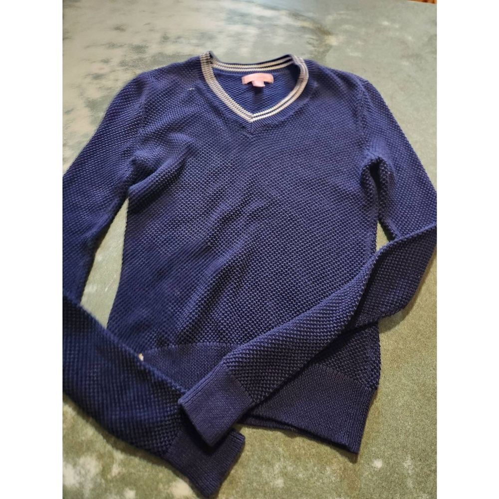 Lilly Pulitzer blue vneck cotton sweater sz XS